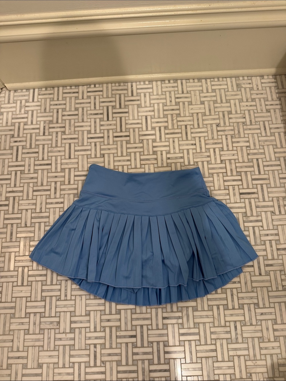Gold hinge Blue Pleated Women's Skirt